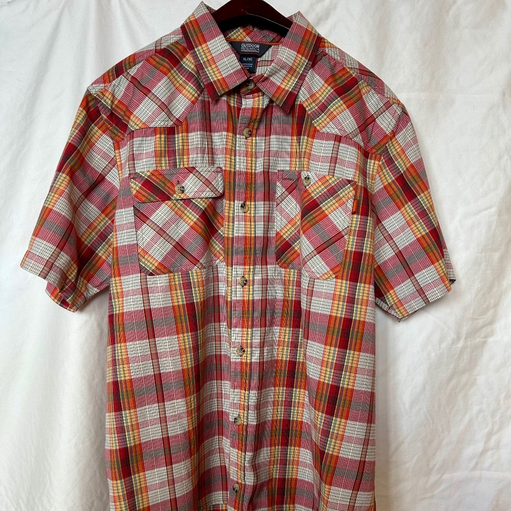Outdoor Research Short Sl Men's Red-Orange plaid sz XL